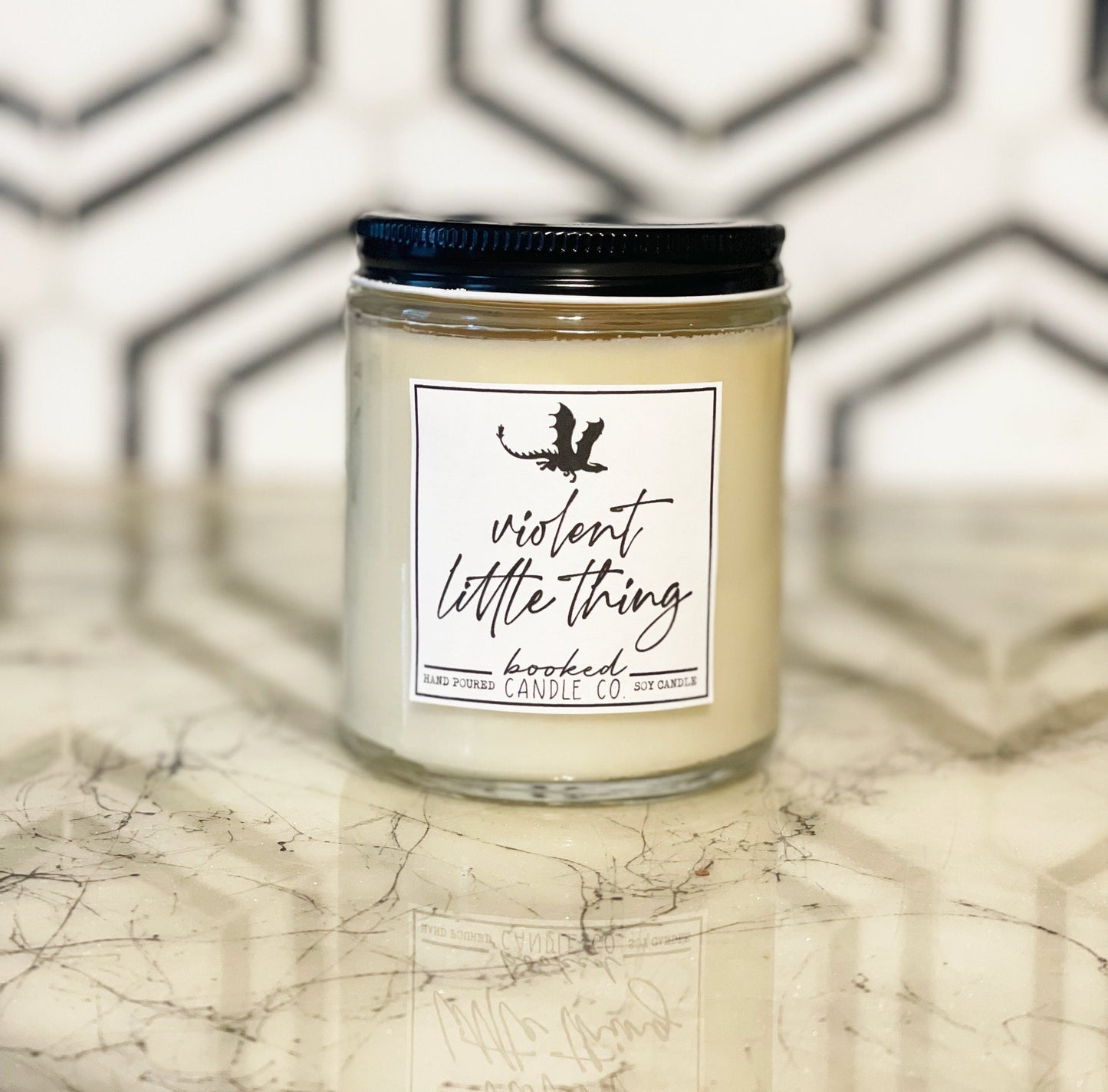 Image of "Violent Little Thing - Fourth Wing Series" labelled candle