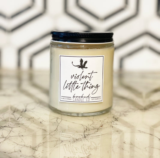 Image of "Violent Little Thing - Fourth Wing Series" labelled candle