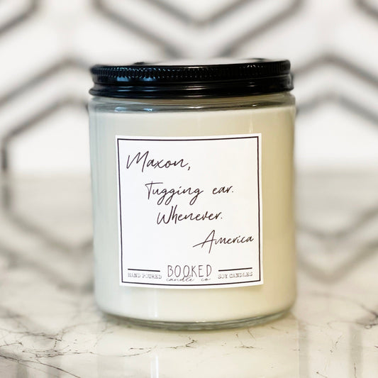 Image of "Tugging My Ear - The Selection Series" labelled candle