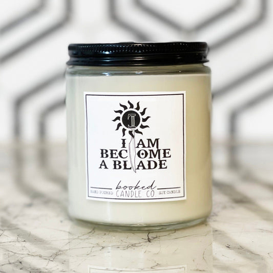 Image of "I Am Become A Blade - Shadow and Bone Series" labelled candle