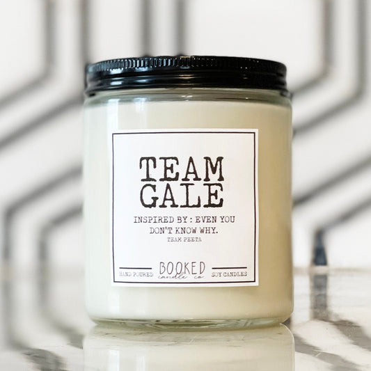 Image of "Team Gale - Hunger Games Series" labelled candle