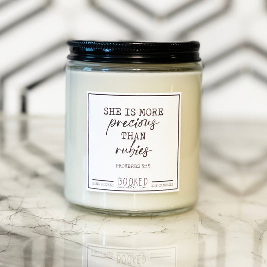 She Is More Precious Than Rubies - Proverbs 3:15 - Soy Wax Candle image