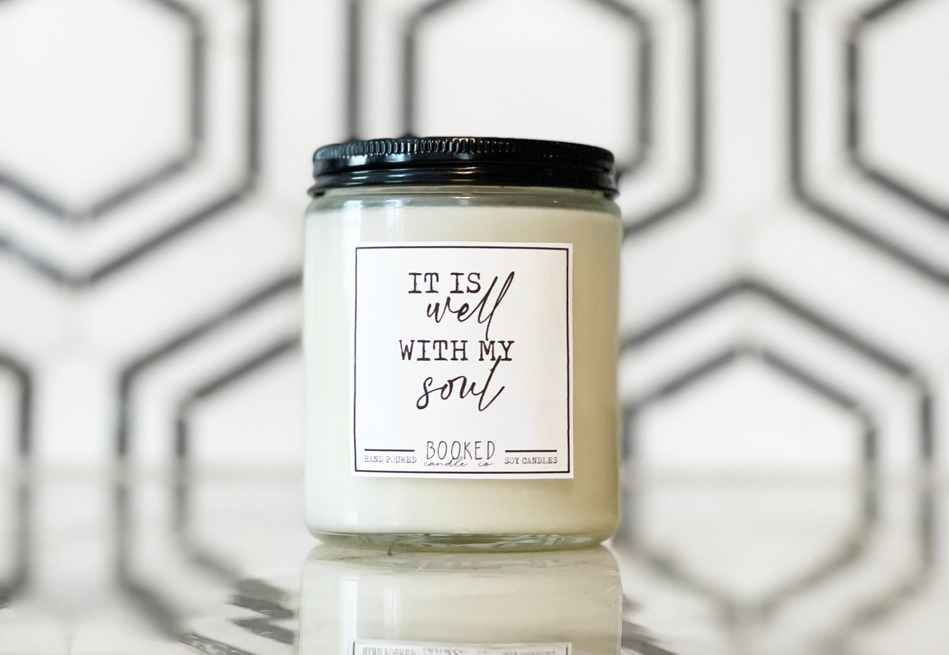 Image of "It Is Well With My Soul" labelled candle