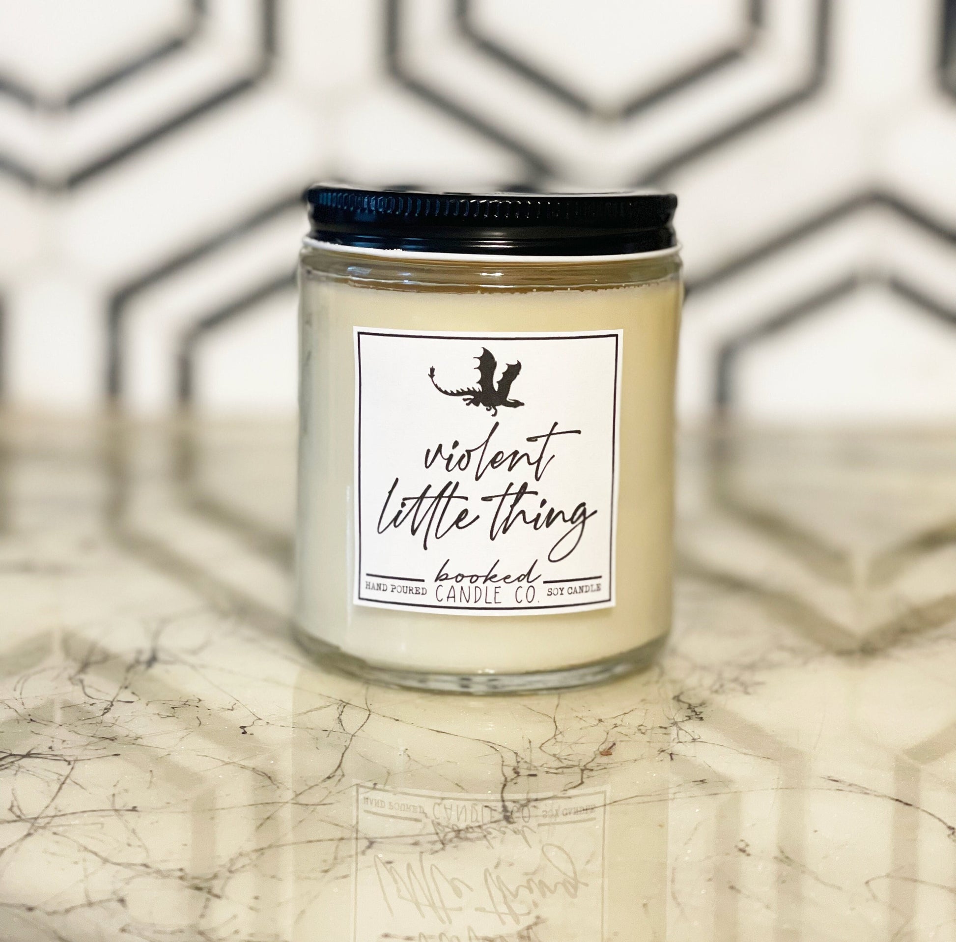 Image of "Violent Little Thing - Fourth Wing Series" labelled candle