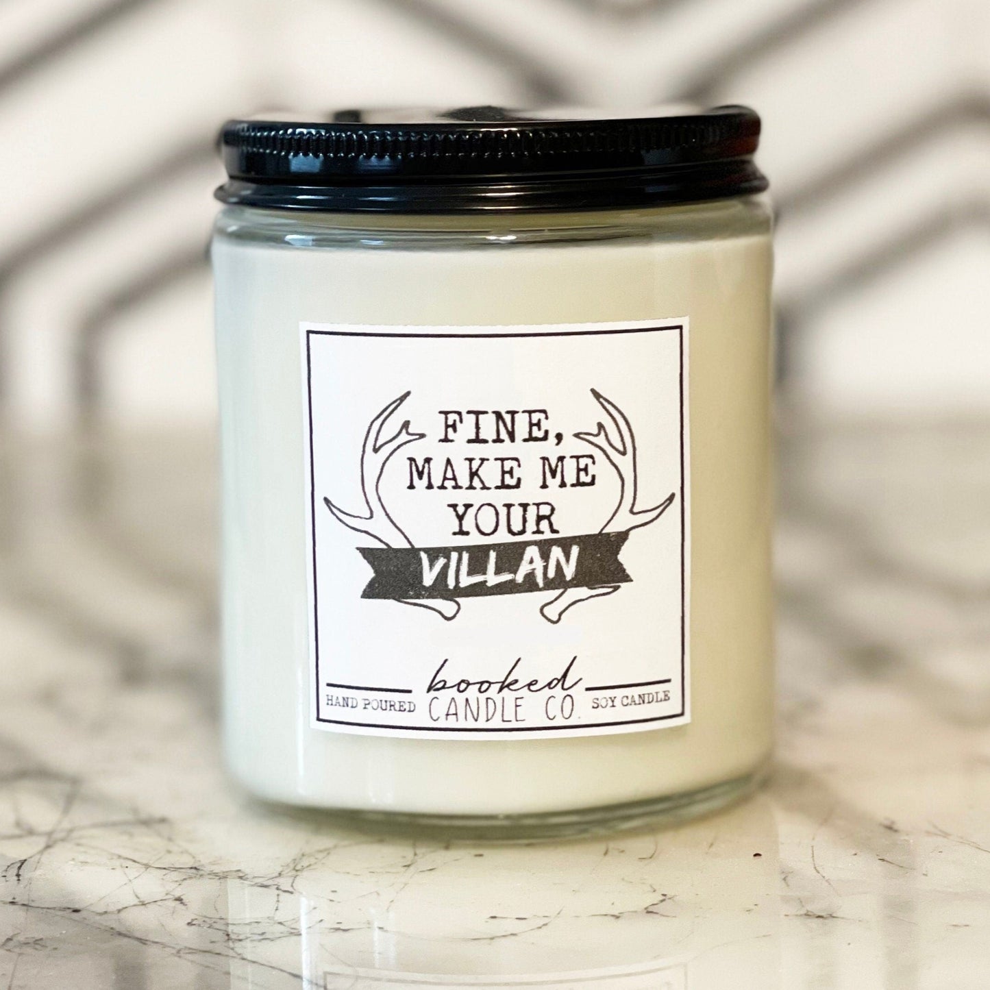 Image of "Fine, Make Your Villan - Shadow and Bone Series" labelled candle